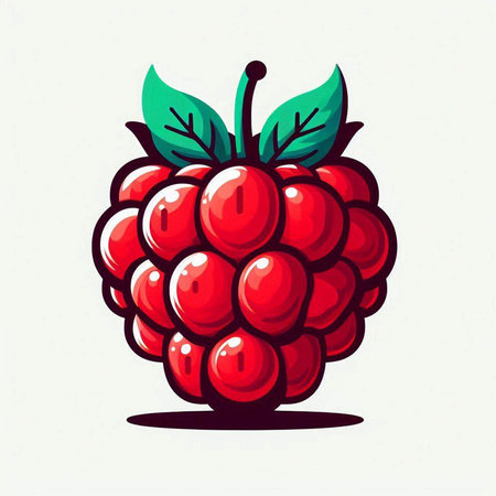 Raspberry vector illustration. Isolated berry on white background.