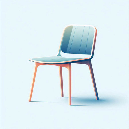 3d render of a modern chair on a light blue background.