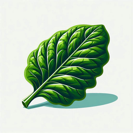 Illustration of a fresh green leaf isolated on a white background.