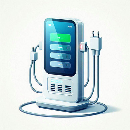 Illustration of electric car charger on white background - 3d rendering