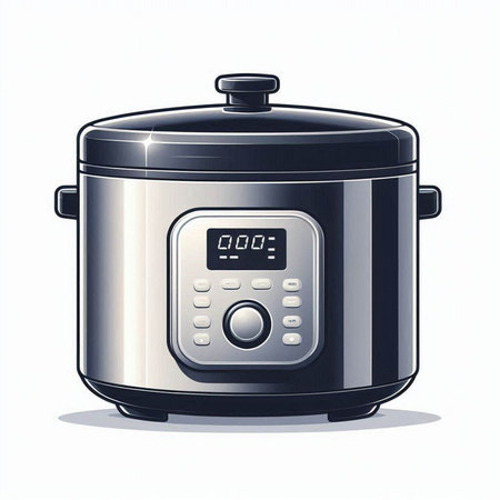 Vector illustration of a modern electric multi cooker on a white background.