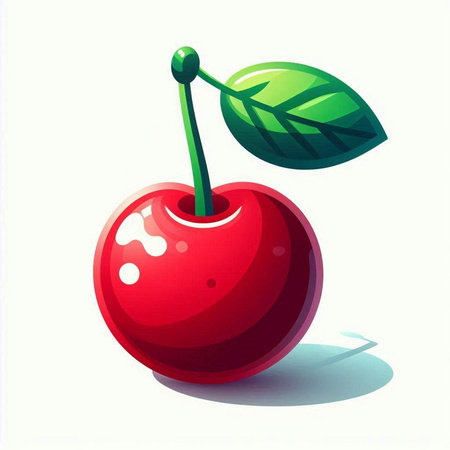 Vector illustration of a cherry on a white background. Vector illustration.