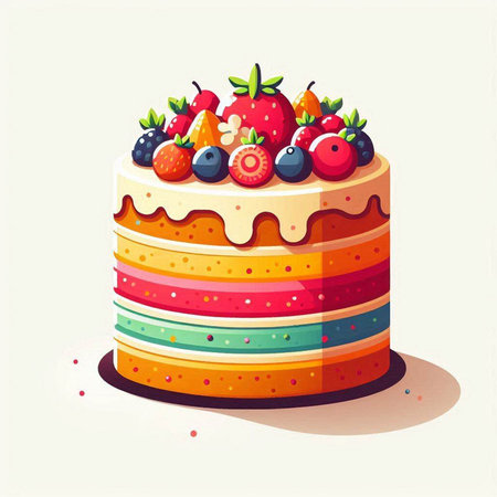 Cake with berries. Vector illustration of a cake with berries.