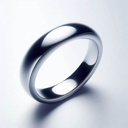 Silver ring on a white background, 3d render. Computer digital drawing.