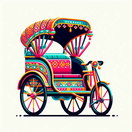 Colorful rickshaw vector illustration. Colorful vector illustration.