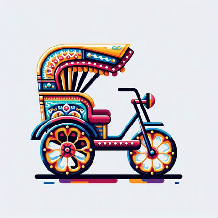 Tuk-tuk, traditional indian car vector illustration.