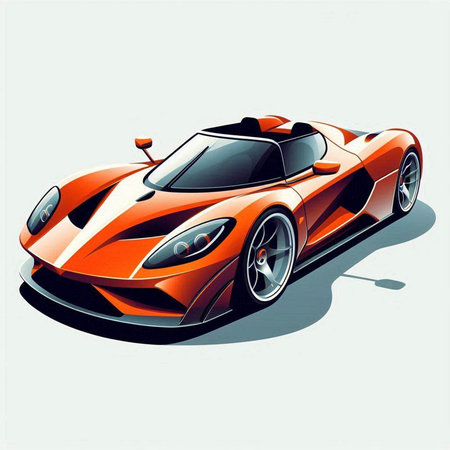 Orange sports car on a white background. Vector illustration. Eps 10