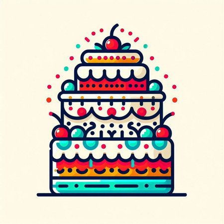 Birthday cake icon, vector illustration. Flat design, modern style.