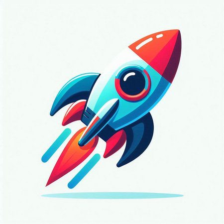 Rocket icon on white background, vector illustration. Flat design style.