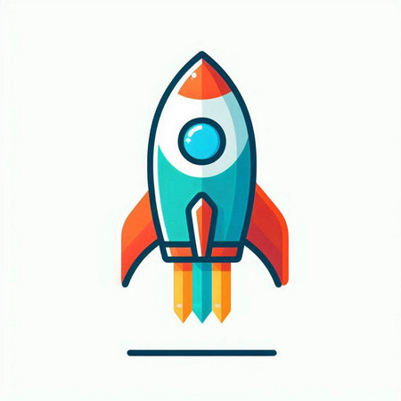 Rocket icon. Vector illustration in flat style. Isolated on white background.のイラスト素材