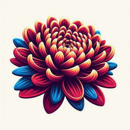 Colorful dahlia flower on white background. Vector illustration.