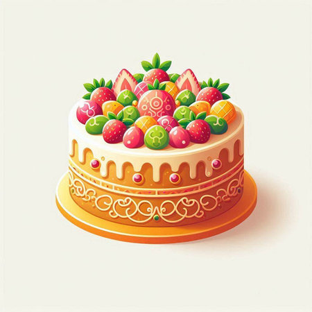 Cake with strawberries. Vector illustration of a cake with strawberries.