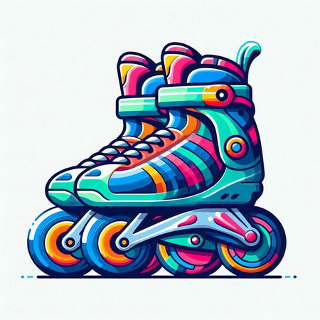 Colorful roller skates on a white background. Vector illustration.