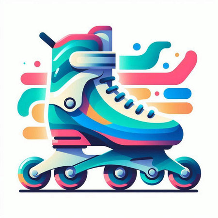 Roller skates on a white background. Colorful vector illustration.
