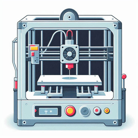 3D printer. Vector illustration of a 3D printer in a flat style.