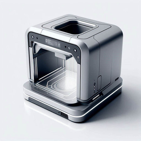 Digital illustration of a toaster in white backgroung.