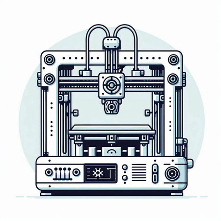 Robotic arm. Industrial machine. Vector illustration in flat style.