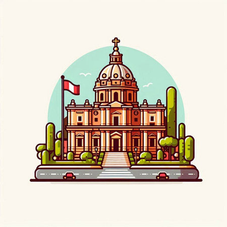 St. Isaac's Cathedral in St. Petersburg, Russia. Vector illustration.
