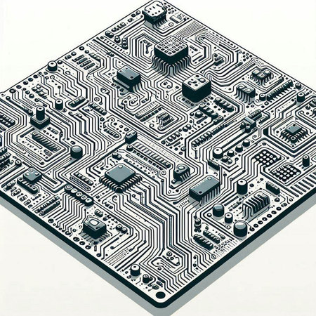 Circuit board. Electronic computer hardware technology. Motherboard digital chip. Tech science...