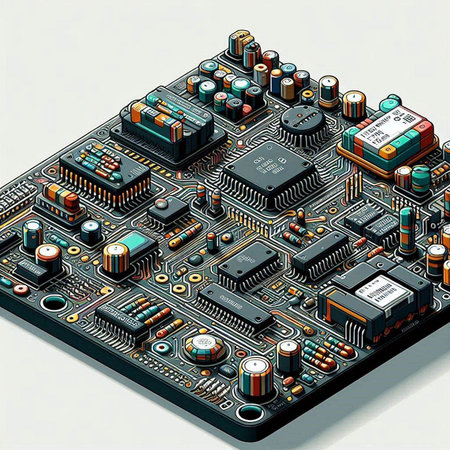 Circuit board. Electronic computer hardware technology. Motherboard digital chip. 3D rendering