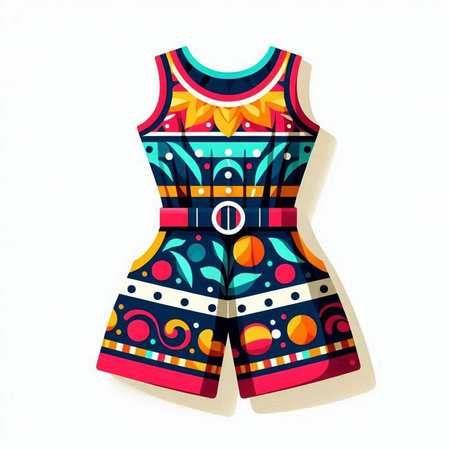 Illustration of colorful dress with ethnic pattern on white background - vector