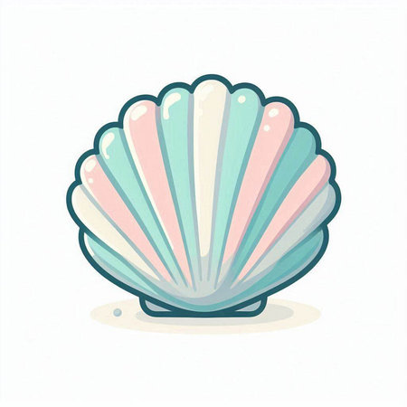 Sea shell on a white background. Vector illustration for your design.
