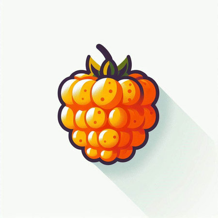 Raspberry icon. Vector illustration, flat design with long shadow.