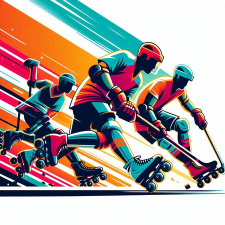 Roller skating, sport vector illustration. Grunge style.