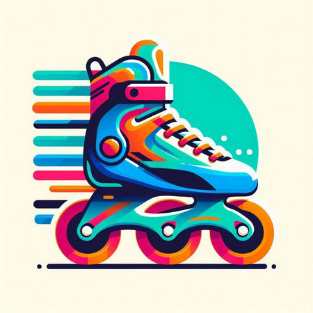 Roller skates colorful logo, vector illustration eps 10.