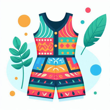 Women's summer clothes. T-shirt, shorts, sleeveless jacket. Flat vector illustration.
