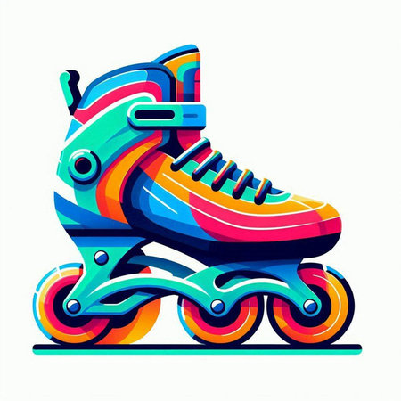 Roller skates on a white background. Colorful vector illustration.
