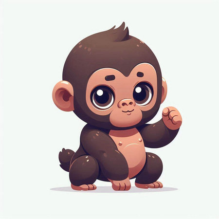 Cute cartoon monkey. Vector illustration of a cute baby monkey.