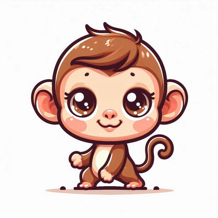 Cute cartoon monkey on white background. Vector illustration for your design