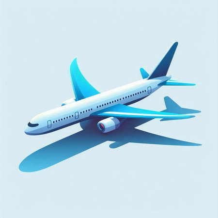 Airplane on blue background. 3d illustration. Vintage style.
