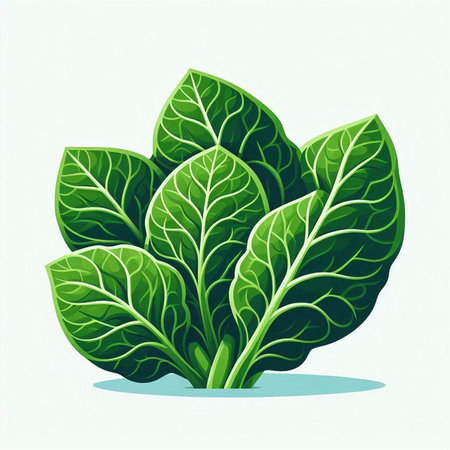 Illustration of fresh green chard leaves isolated on white background.