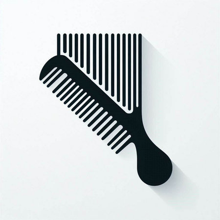comb web icon. long shadow style. Black symbol on white background