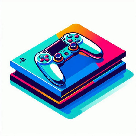 Retro video game controller on a white background. Vector illustration.