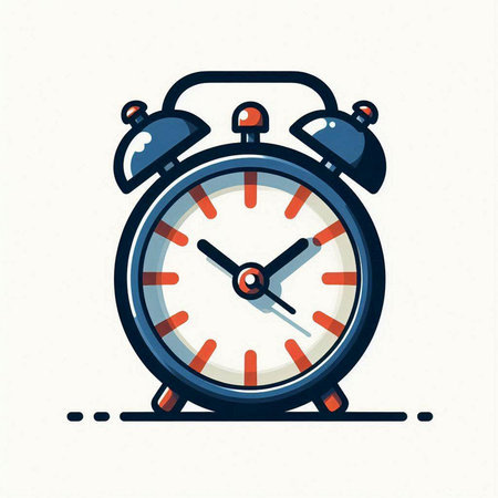 Retro alarm clock icon. Vector illustration in trendy flat style.