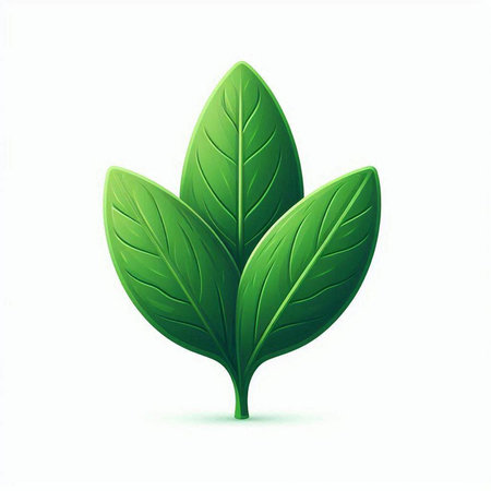 Green leaves on a white background. Vector illustration. Eps 10.