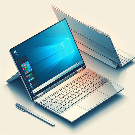 Laptop and notebook computer on a white background. 3d rendering