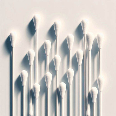 Cotton swabs on white background, 3d rendering. Computer digital drawing.
