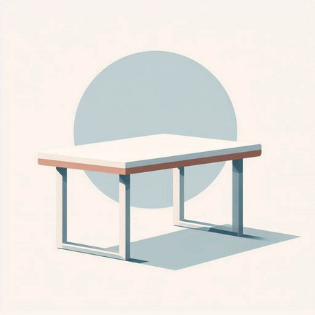 3d render of a table and chair in the light of the sun