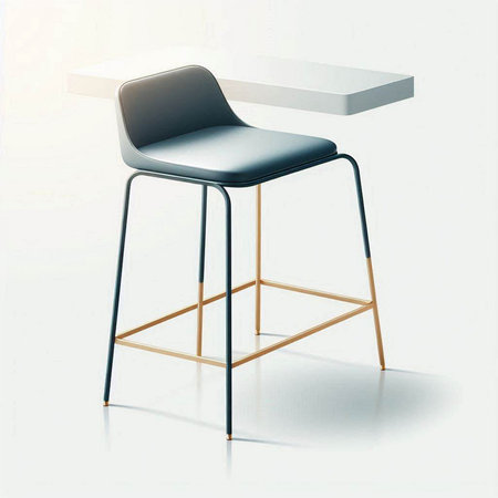 Modern bar stool with wooden legs on white background. 3d render
