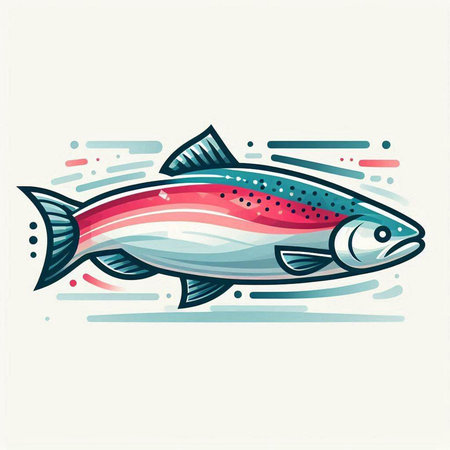 Vector illustration of a rainbow trout in flat style isolated on white background.