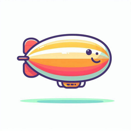 Cute cartoon airship. Colorful vector illustration in cartoon style