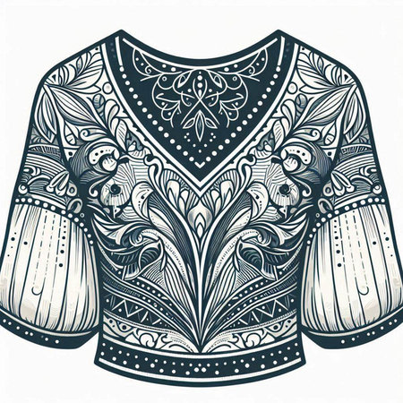 Tribal vintage patterned blouse. Hand drawn vector illustration