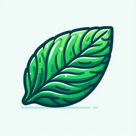 Green leaf icon. Hand drawn illustration of green leaf icon for web design