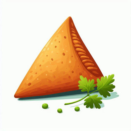 Illustration of a nachos with parsley on white background