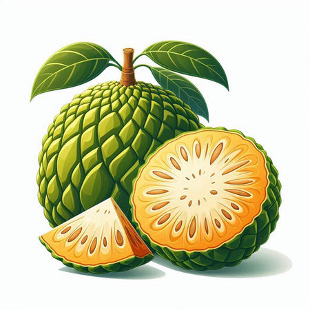Custard apple fruit on a white background. Vector illustration.