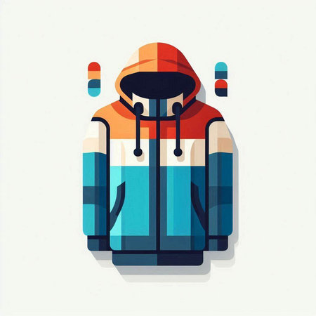 Winter jacket vector illustration. Flat style design. Winter clothes icon.